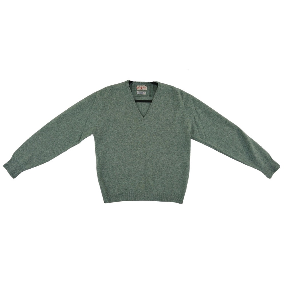 Vintage Alan Paine Sweater Men's Size 42 Large Green 100% Wool Made in England